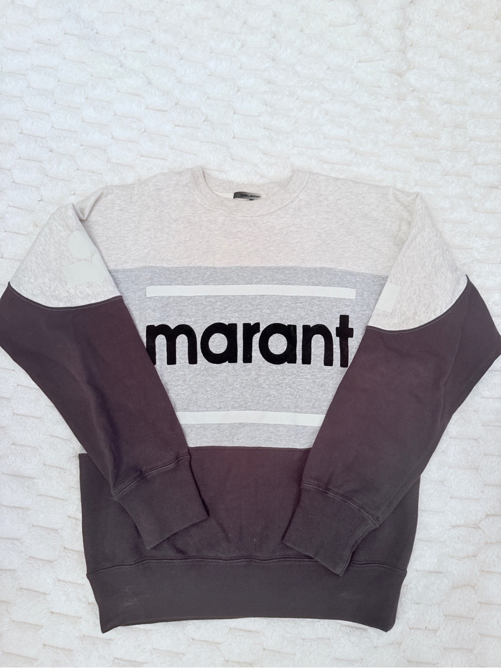Isabel Marant Men’s Grey and Brown Two-Tone Logo Crewneck